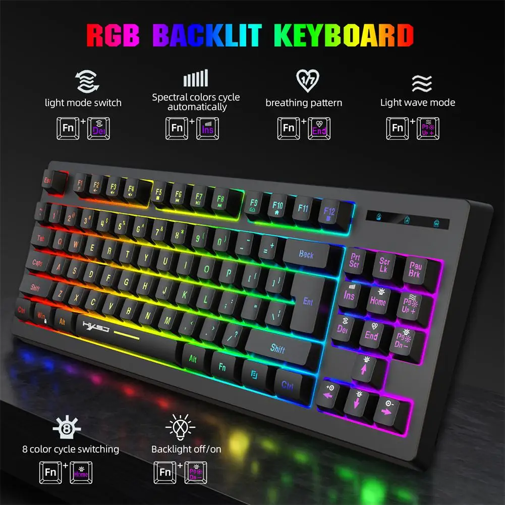 

L100 Film 2.4g Wireless Keyboard RGB Multiple Backlight Modes 87 Keys Protable Gaming Office Keyboard