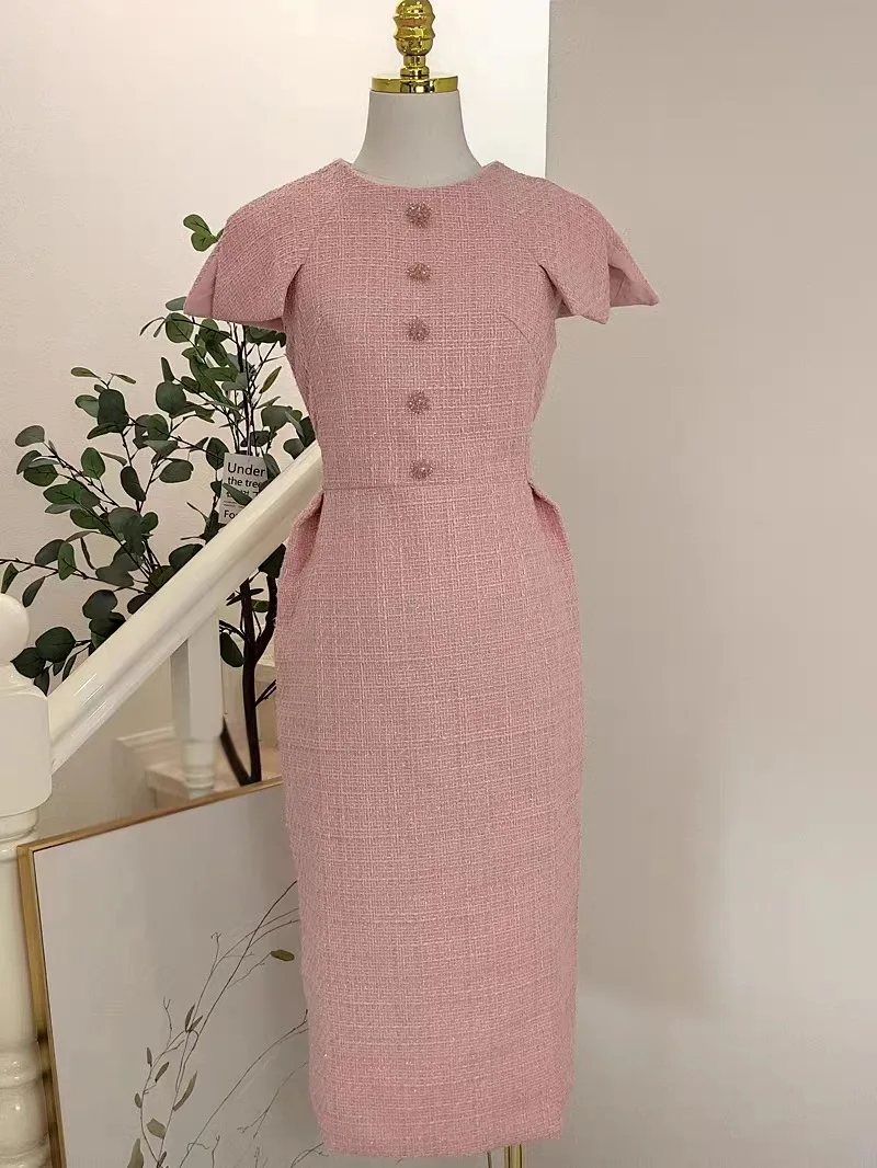 Высококачественное искусственное розовое грубое твидовое маленькое