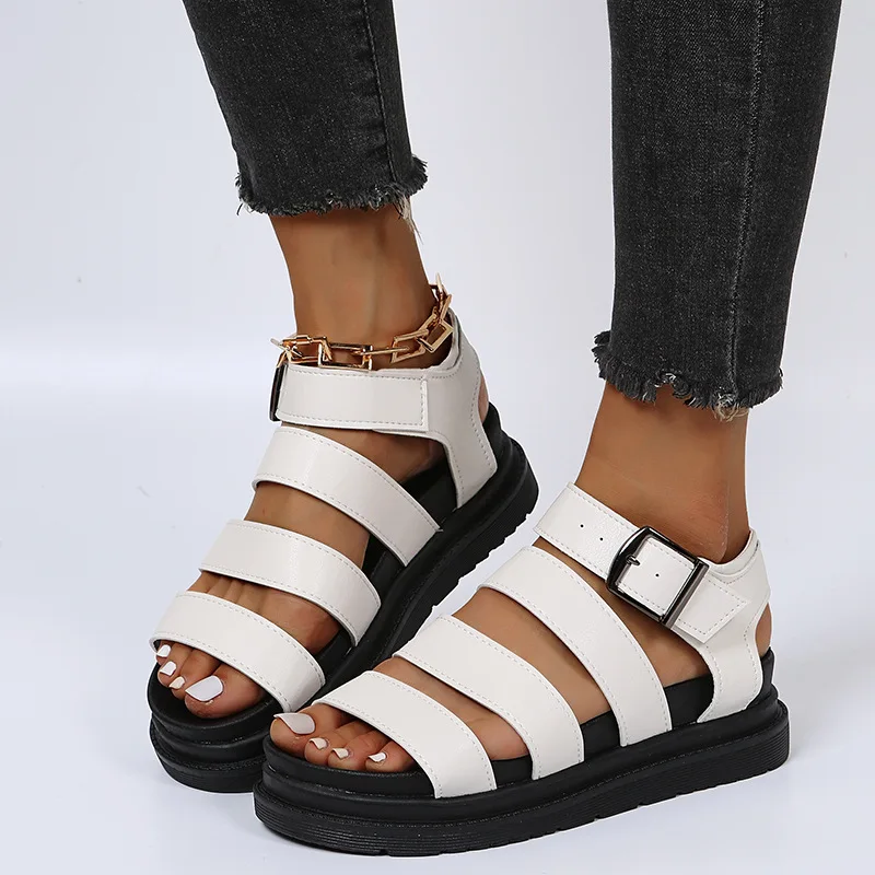 Summer Women's Sports Sandals Platform Sandals Ladies Roman Buckle Beach Shoes Comfortable Wedge Heel Sandals Big Size 41 42 43