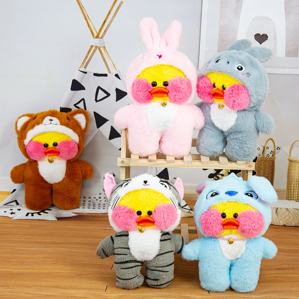 

30cm Cartoon Kawaii Lalafanfan Glasses Net Red Duckling Duck with Plush Toy Animal Doll Stuffed Toys Holiday &amp Birthday Gift