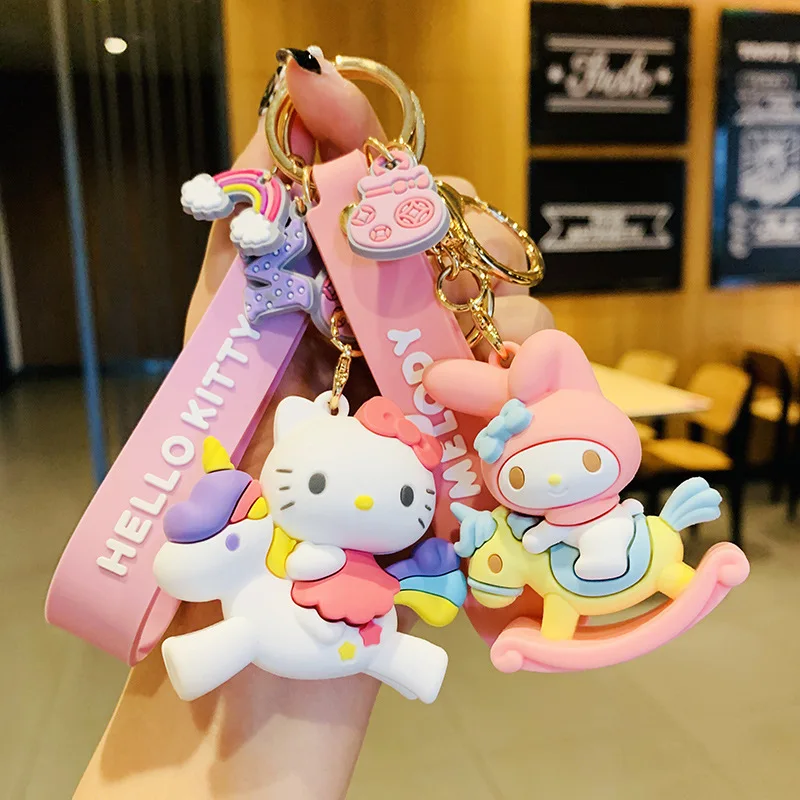 

Sanrio Kawaii серия верховой езды брелок Cinnamoroll Melody Kuromi игрушки с животными для девочек Мультяшные брелки подарок подруге на день рождения