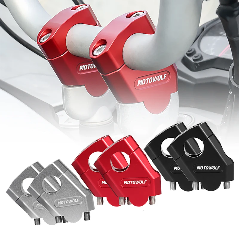 

MOTOWOLF Motorcycle Handlebar Riser Bar Mount Handle Clamp Universal 28mm 22mm Black Silver Red