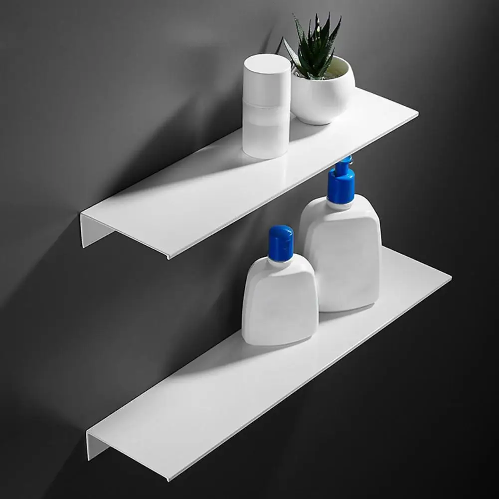 

Storage Holder Simple Punch-free Space Aluminum Wall Display Ledge Metal Shelf Bathroom Wall-mounted Storage Metal Shelf