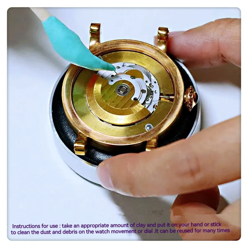 

Watch Parts Movement Cleaning Clay With 5Pcs Wooden Stick Watch Cleaning Clay Green Rubber Putty Cleaner Parts Remove Oil Tool