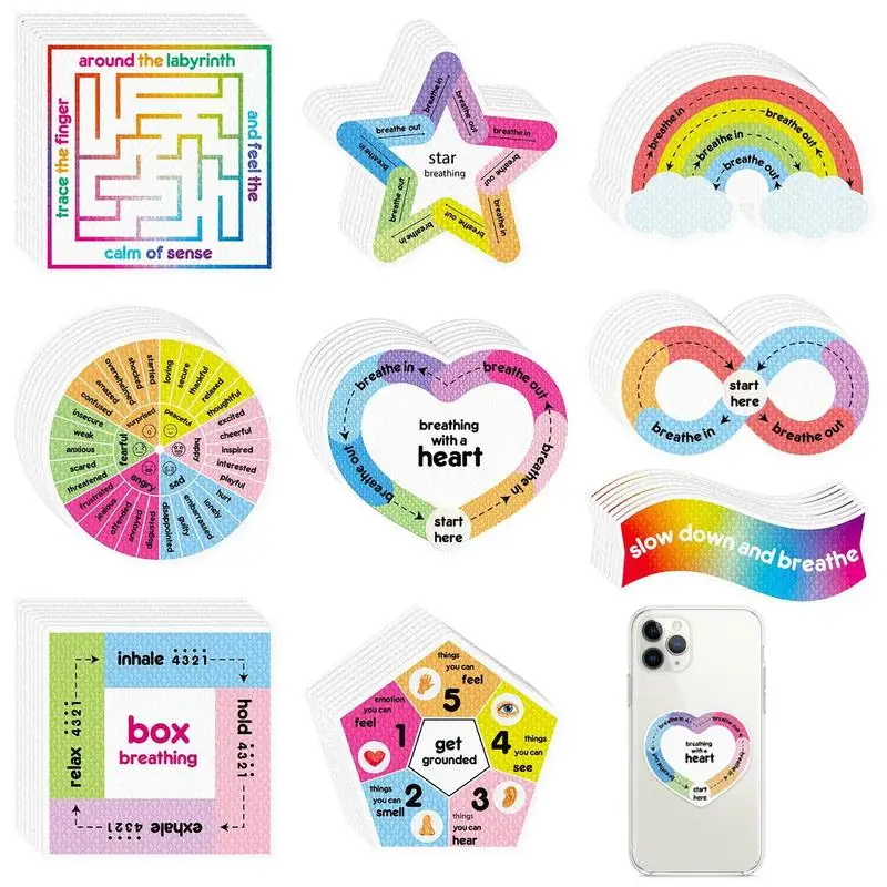 

Calming Stickers Laptop Stickers 9pcs Waterproof Tactile Rough Aesthetic Rainbow Style Textured Stickers For Desk Phone Adults