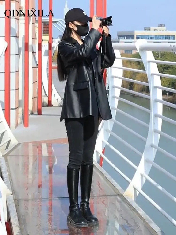 Leather Jacket Women 2023 Spring Jacket Women New Outerwear Korean Fashion Loose Small Suit PU Women's Bomber Jacket Coat