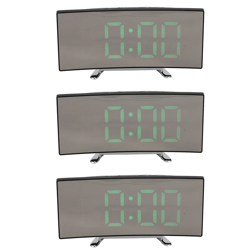 

3X Digital Alarm Clock, 7 Inch Curved Dimmable LED Screen Digital Clock For Kids Bedroom, Large Number Clock, USB Port