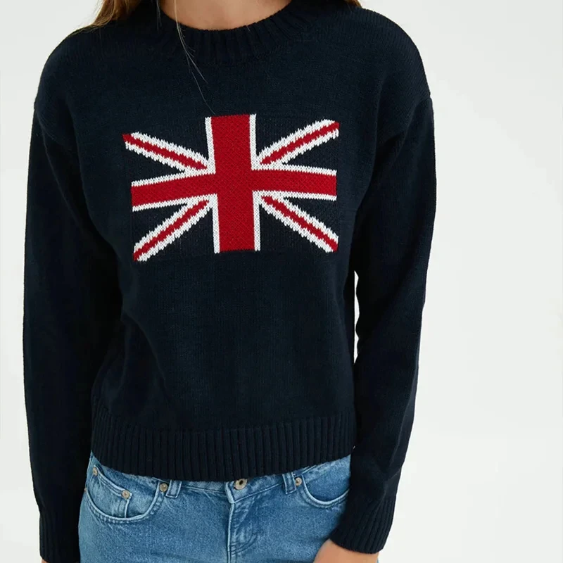 Топ в европейском и американском стиле женский осенне-зимний свободный свитер с