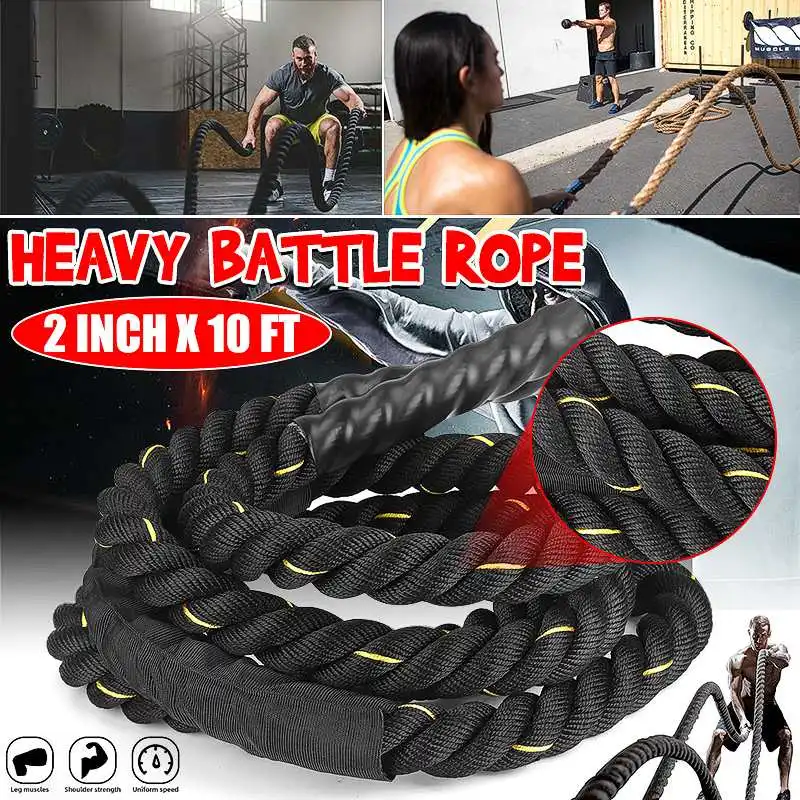 3mx50mm Diameter Battle Rope Gym Fitness Exercise Training Jump Rope 10ft Length Nylon Dacron Workout for Home Outdoor Sport