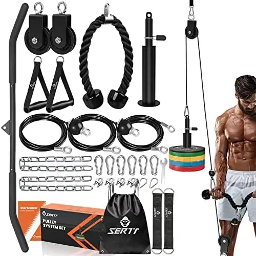 

Gym Pulley System, Tricep Workout Pulley System for LAT Pulldown, Biceps Curl, Triceps, Shoulders, Back, Forearm Workout, Weight