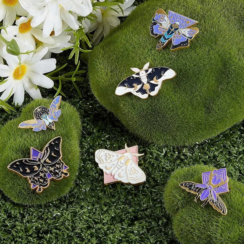 6 Pcs Butterfly Pins Enamel Pin Set Lapel Brooches Luminous Cute Fireflies Backpack And Jackets For Women |