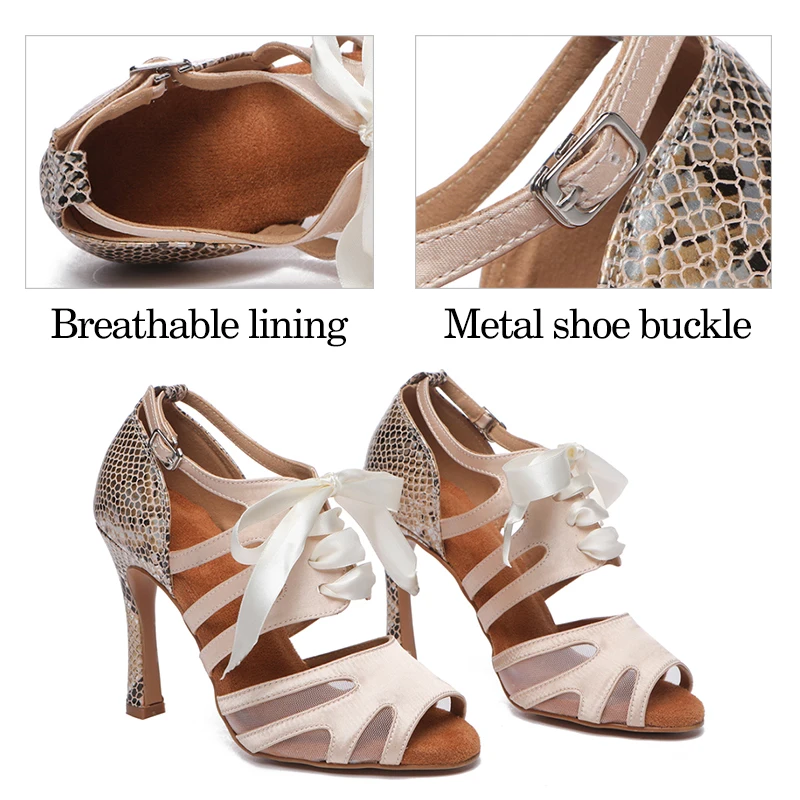 DKZSYIM Latin Dance Shoes For Women Ballroom Latin shoes Ladies Girls Tango/Salsa Shoes For Dancing High Heels 6cm-10cm