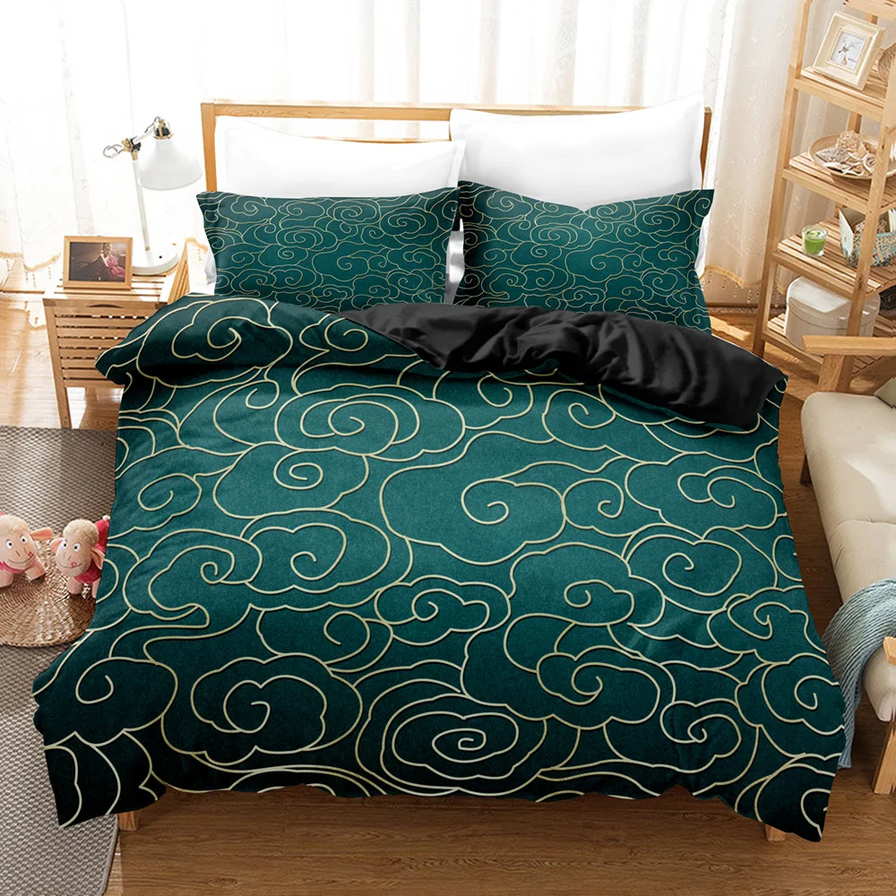 

Duvet Cover Set Asian Mystical Chinese Mythology Cultural Polyester Bedding Set King Size Chinese Ancient Architecture Landscape