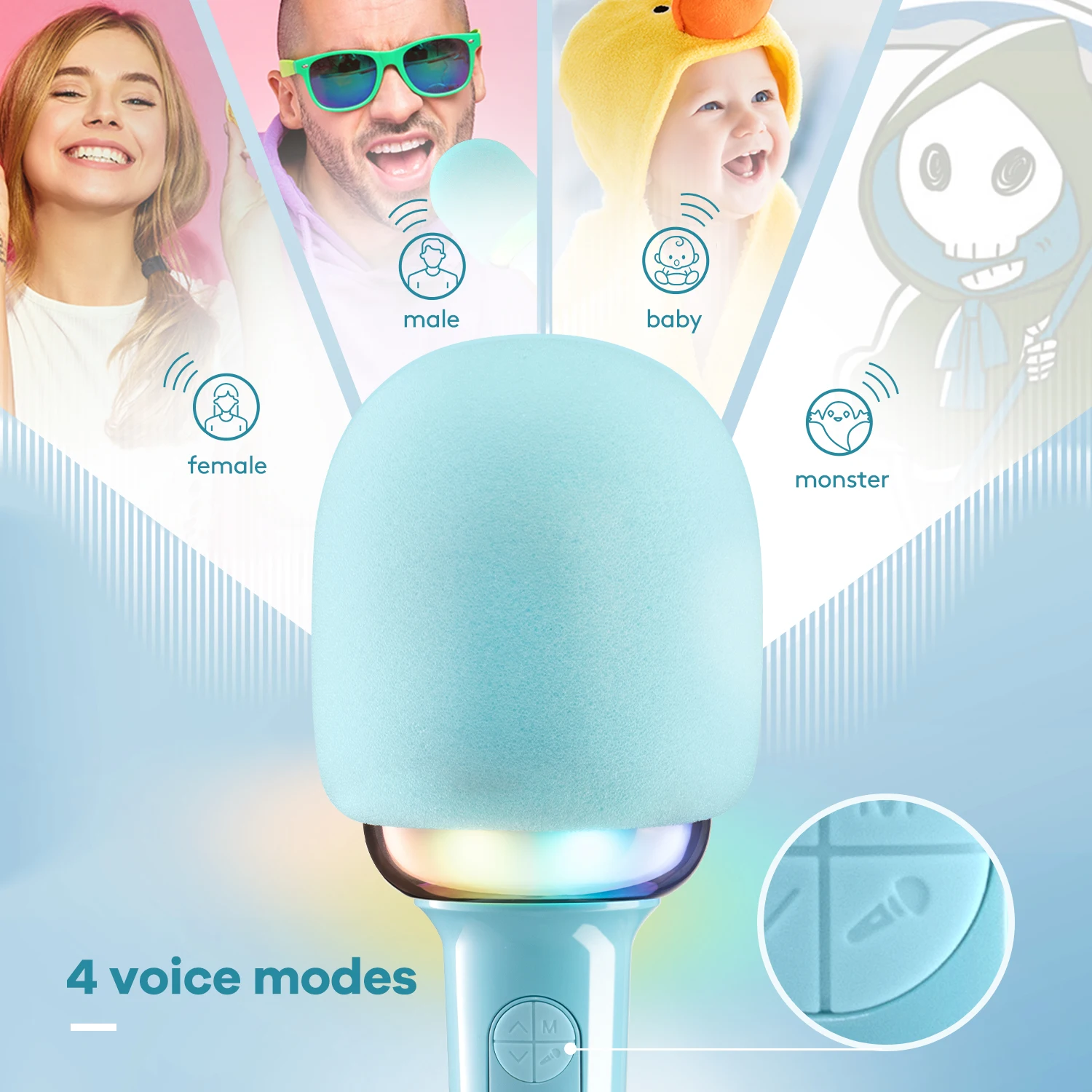 

Беспроводной микрофон для караоке, портативный микрофон с динамиком, Bluetooth-совместим со смартфонами, для записи детской музыки и песен