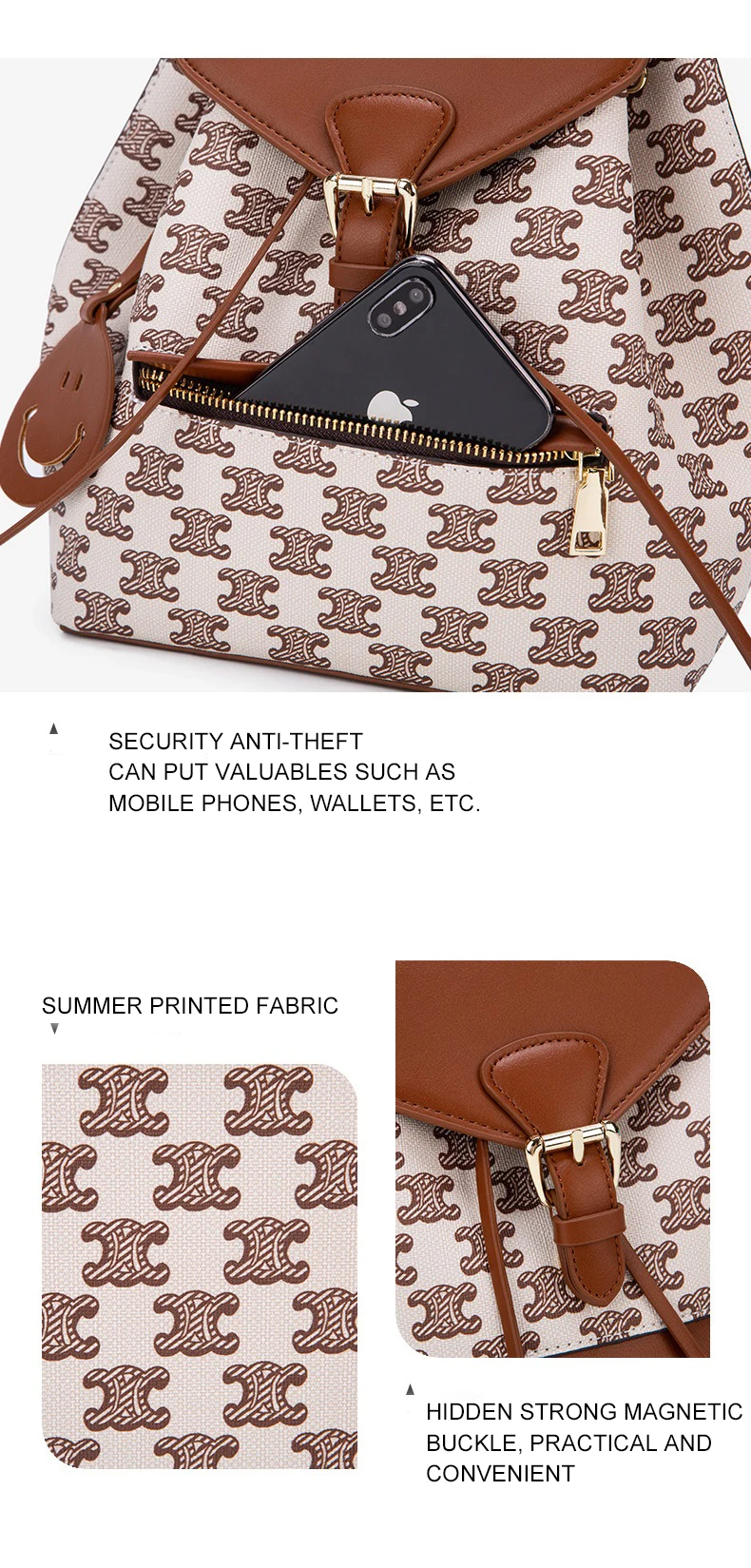 All Match Backpack Women's Niche 2022 Summer New Trendy Drawstring Small Backpack Cross Border Soft Leather Fashion Travel Bag