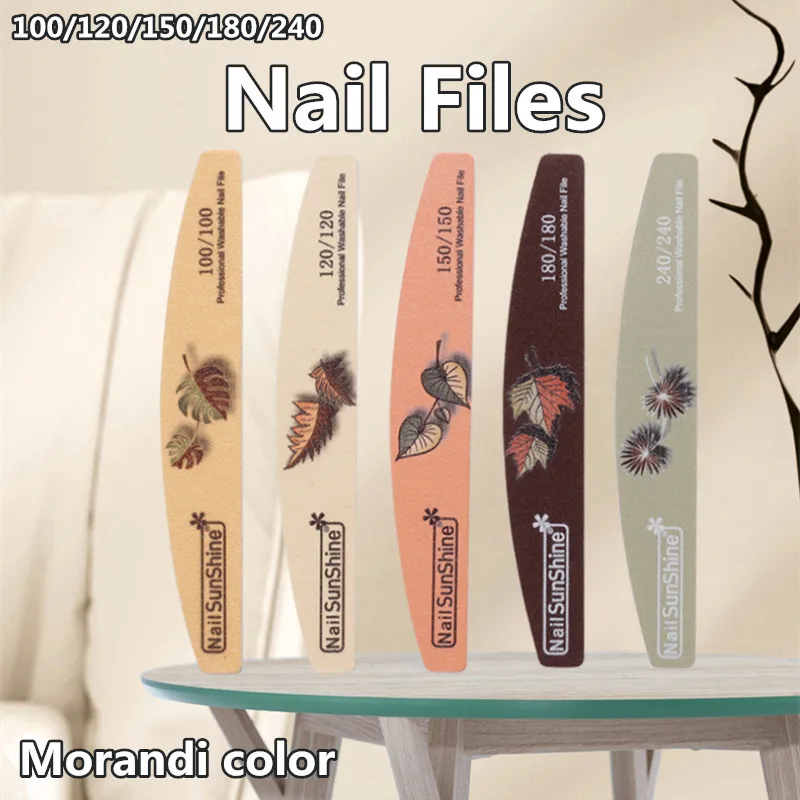 

Double Sided Printing Leaf Series Sand Strip Half Moon Nail File Ladies Professional Nail Trimming Tool Nails Art
