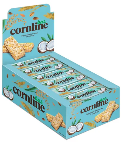 Батончик Cornline из цельных злаков с кокосом и воздушным рисом, 30 г - изображение