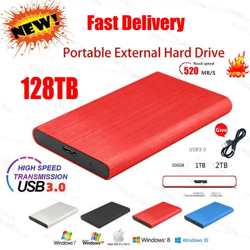 

Portable SSD 1TB 2TB High-Speed USB3.0 Mobile Solid State Drive 8TB HD External SSD 128TB 4TB 16TB Hard Disk Storage for Laptop