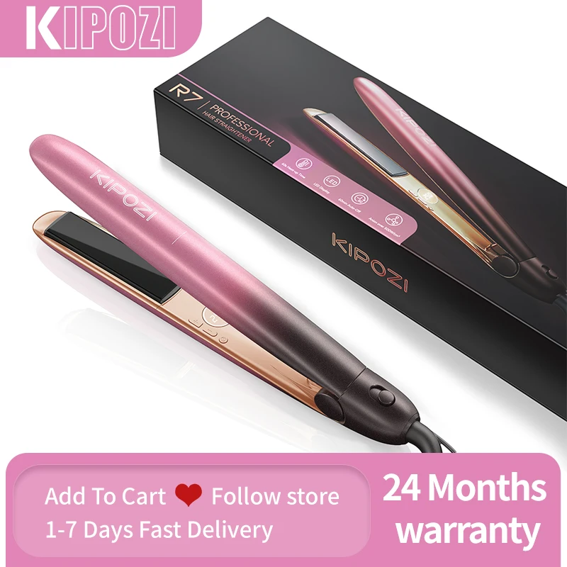 

KIPOZI 1 Inch Hair Straightener Professional Flat Iron , 2 in 1 Straightener and Curler , Nano-Titanium Ionic Plate Dual Voltage