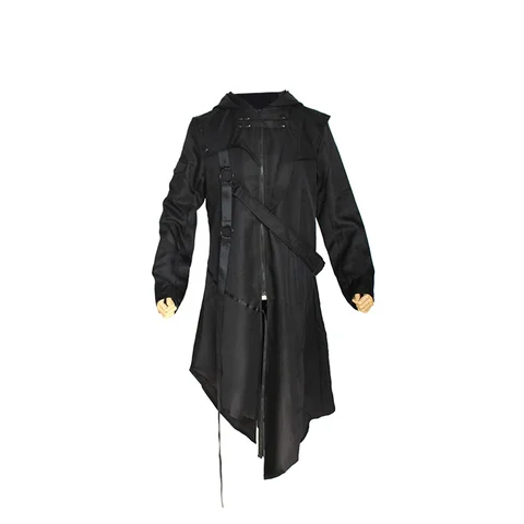 Пальто мужское, в готическом стиле, с длинным рукавом, на молнии, со стоячим воротником, весеннее, 2023