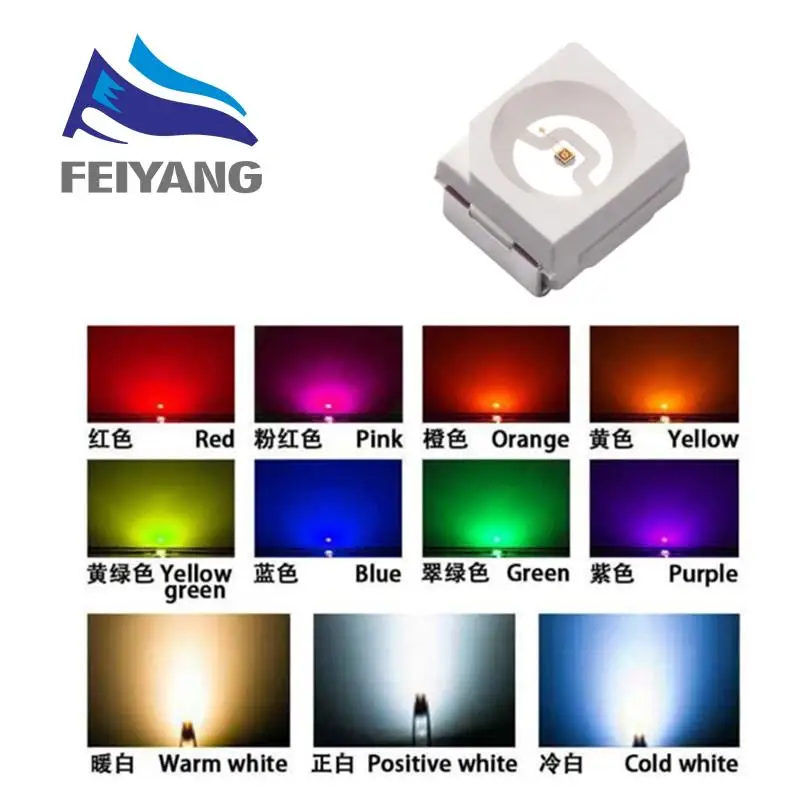 100pcs Super Bright 3528 1210 SMD LED Red/Green/Blue/Yellow/White/WARM WHITE/UV/ICE BLUE Diode 3.5*2.8*1.9mm |