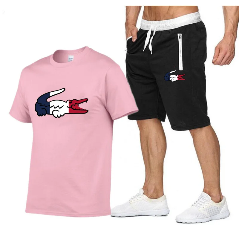 Костюм спортивный мужской оверсайз футболка с принтом и шорты спортивная одежда