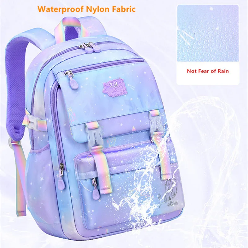 elementary school bags for girls korean style cute book bag children waterproof school backpack purple bag for kids sac mochila