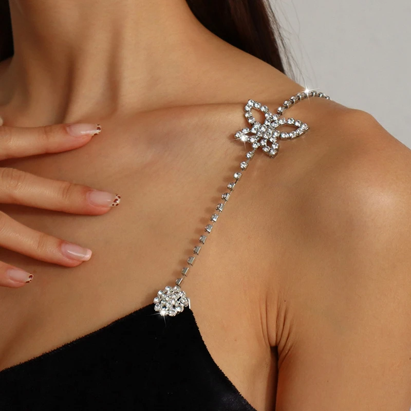 Женский ремень с цепочкой на плечо, с кристаллами