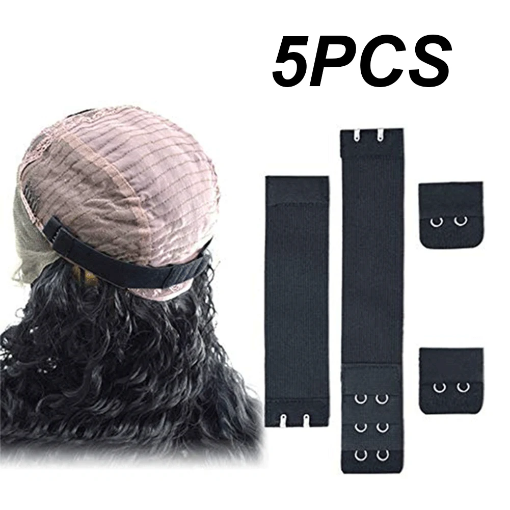 

5pcs With Hooks Craft Sewing DIY Accessories Adjustable Home Multifunctional Arts Elastic Band Black For Wigs Making Lace Front