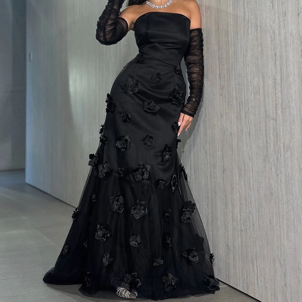 Женское вечернее платье с юбкой-годе изящное из органзы со съемным рукавом