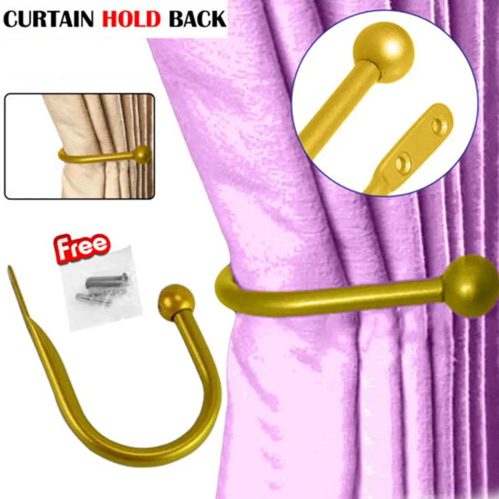 

U-shaped Window Curtain Hooks Round Wall Magnetic Decoration Hanger Home Suppliers Metal Curtain Holder Tieback Accessories