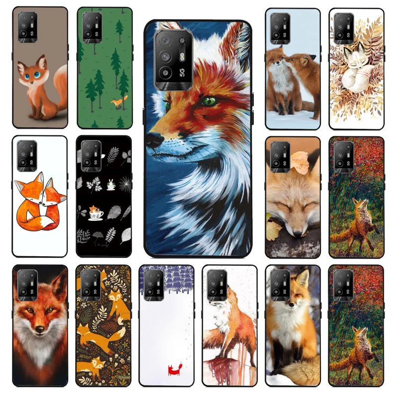 

Cute Fox In Autumn leaves forest Phone Case for OPPO A54 A74 A94 A53 A53S A9 A5 A15 A91 A95 A73 A31 A52 A93 A92