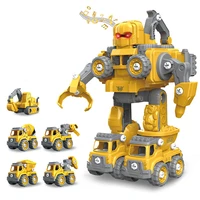 5 in 1 diy childrens nut assembly building blocks toy screw engineering vehicle car excavator mixer truck toys for boys gifts