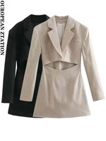 pailete women 2022 fashion front hollow out linen mini dress vintage long sleeve side zipper female dresses vestidos mujer