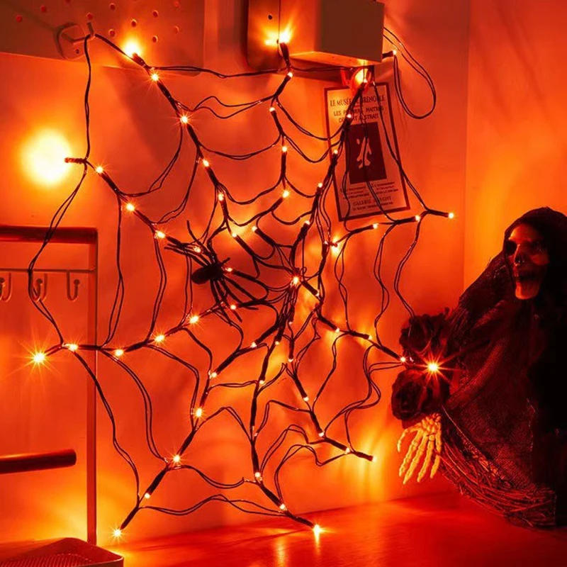 

8 режимов дистанционного управления 60 светодисветодиодный маленький свет s светильник эллоуин Паук Паутина свет s призрак Фестиваль реквизит Дистанционное управление USB маленький светильник