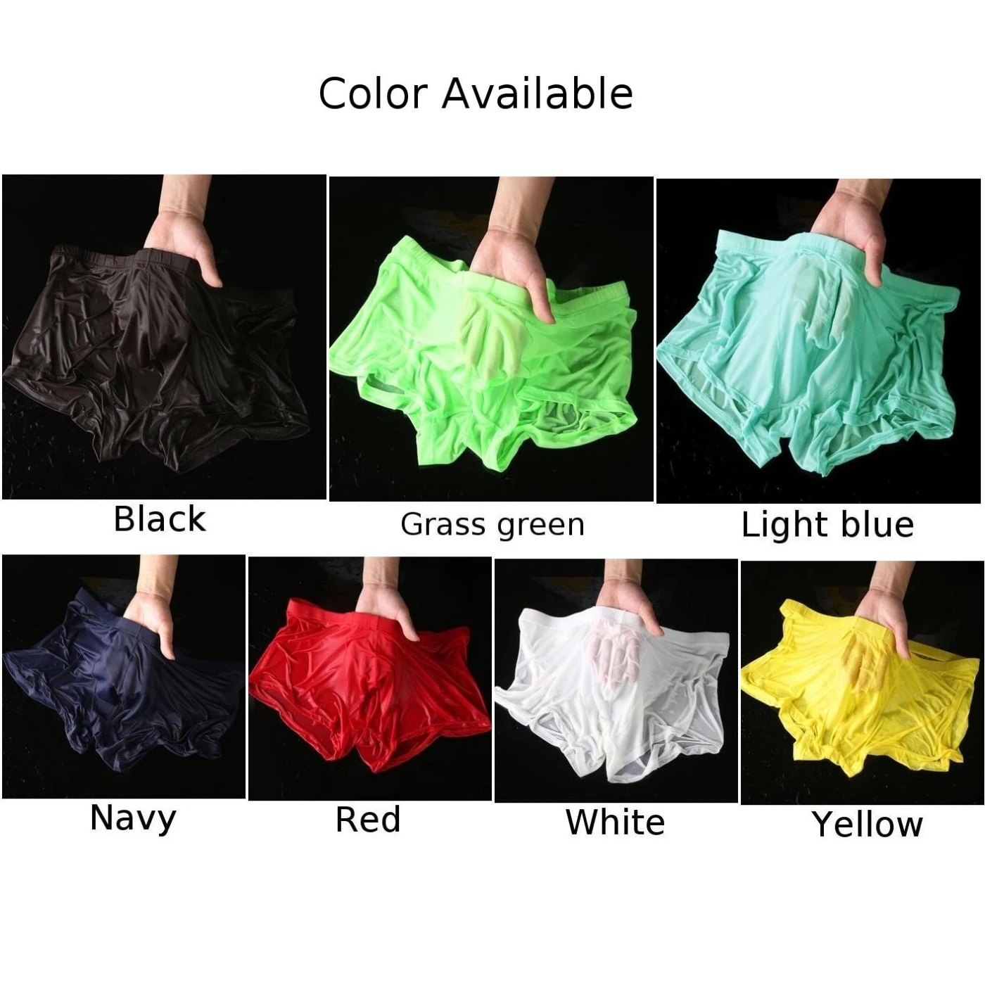 Men Wet Seductive Sexy Shorts U Convex Pouch Boxer Briefs Thin Transparent Underwear Shorts Trunks Sleep Bottoms Lingerie