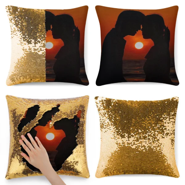 

Custom Pillow Cases Sequin Magic Reversible Throw Pillowcase Mermaid Pillow Case Personalized Pet Photo Love Photo Throw Pillow