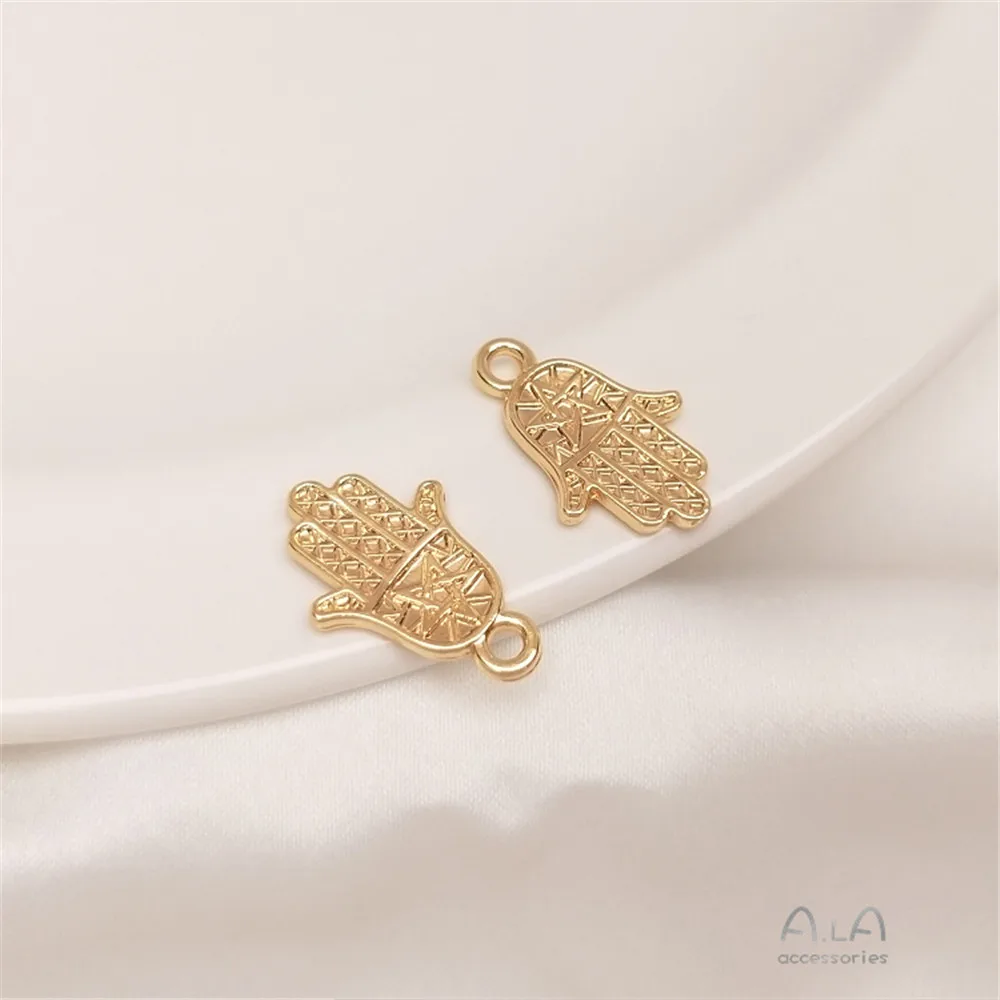 

14K package real gold palm pendant Fatima's hand charm pendant handmade diy bracelet jewelry accessories