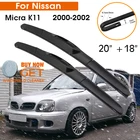 Автомобильные стеклоочистители для Nissan Micra K11 2000-2002 лобовое стекло резиновые силиконовые сменные передние стеклоочиститель лезвия 20 