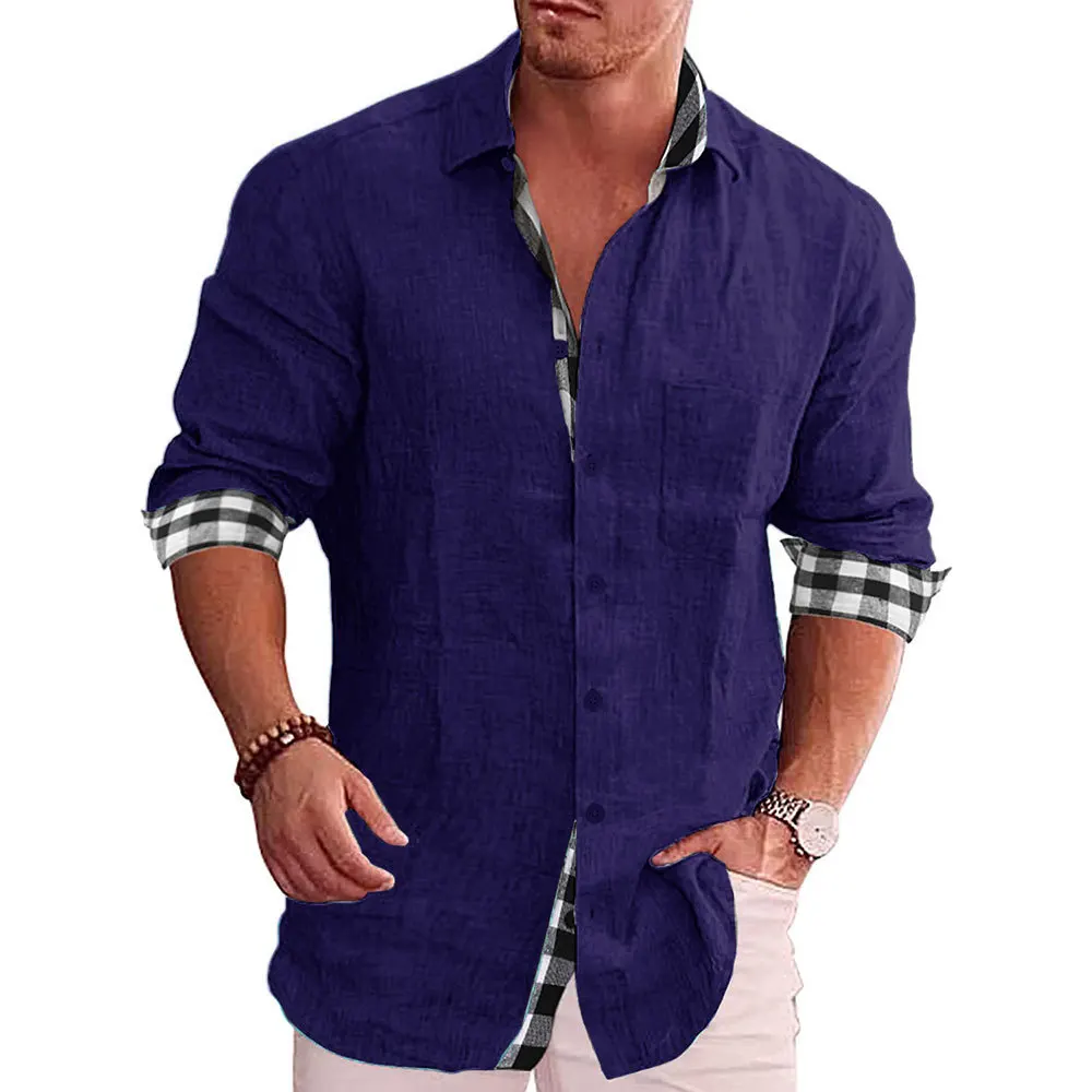 Новинка 2023 мужская повседневная блузка рубашки из хлопка и льна свободные топы