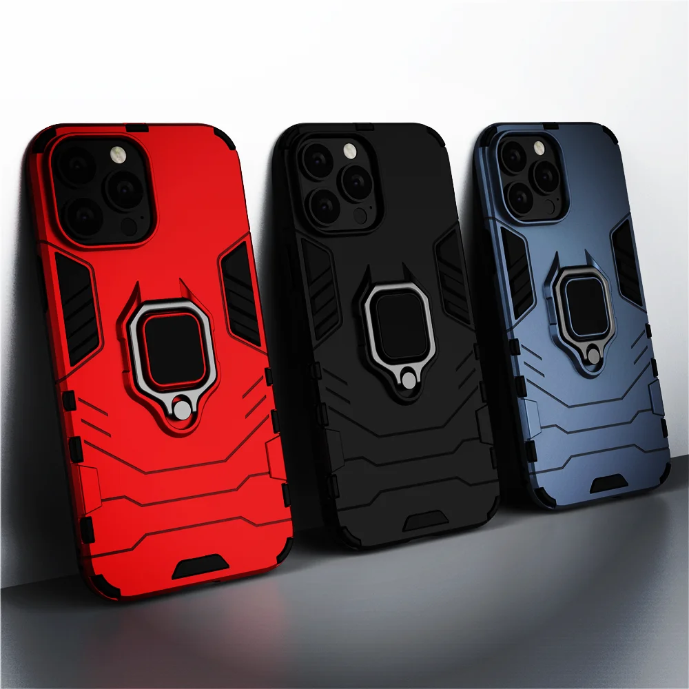 

iPhone13 Pro Max Coque Shockproof Case For iPhone 13 Pro Max 12 Mini 11 Pro Ring Stand Cover For iPhone XS XR 8 7 Plus SE 2020