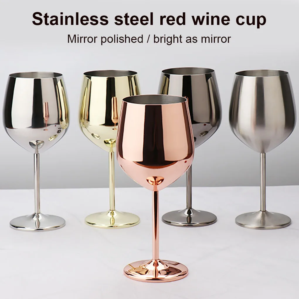 High Quality 500ml 304 Stainless Steel Single Layer Goblet Red Wine Glass Large-capacity Cocktail  Wine Glass Home Bar Tools
