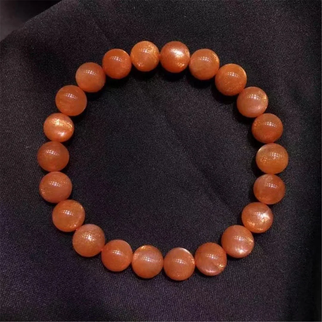 

8mm Natural Gold Strawberry Sunstone Bracelet Jewelry For Women Men Wealth Gift Beauty Crystal Round Beads Rare Gemstone AAAAA
