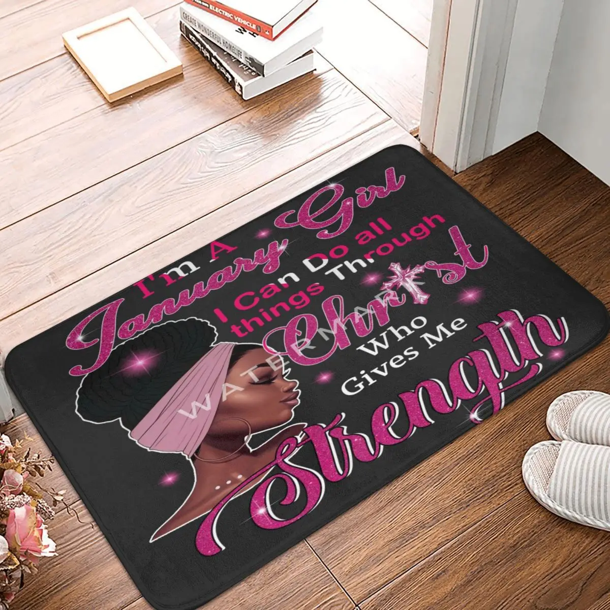 

I'm A January Girl I Can Do All Things Through Chr Carpet, Polyester Floor Mats Mats Personalized Practical Carpets