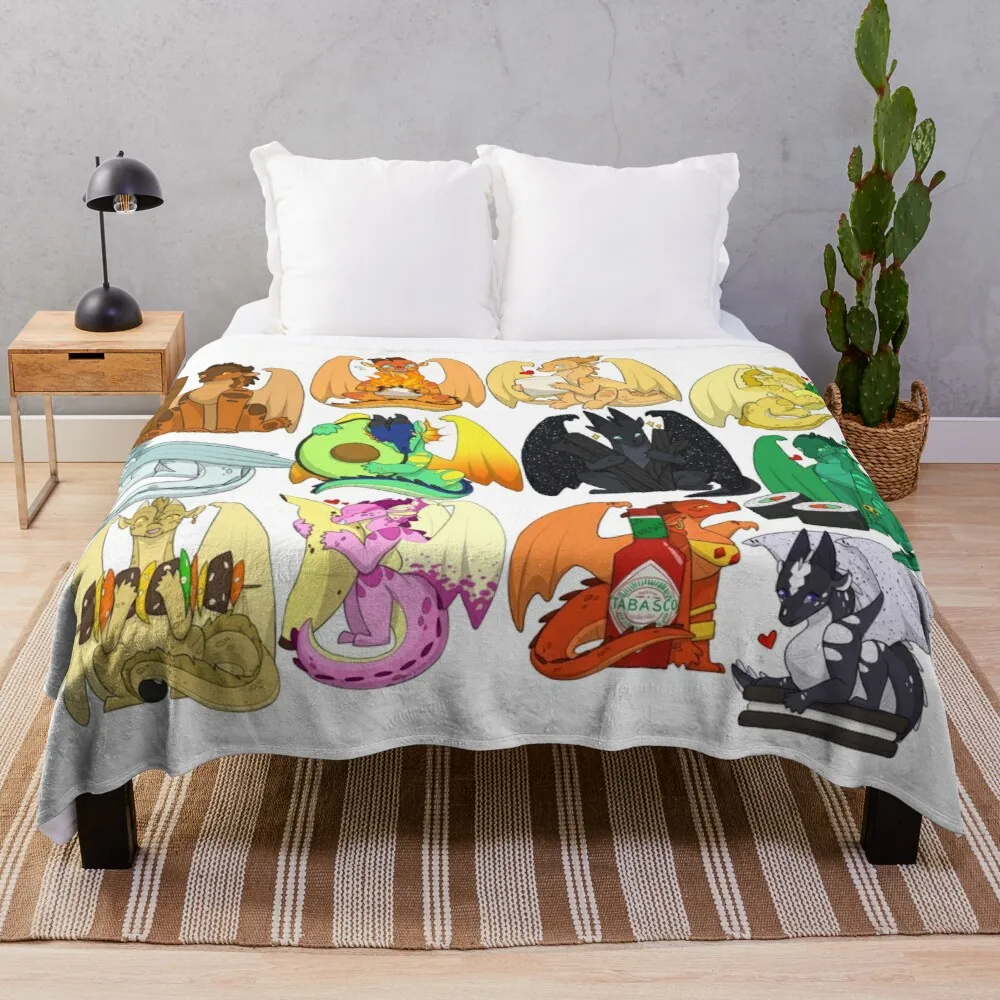 

Asas de fogo chibis com fooood lance cobertor moda sofá cobertores