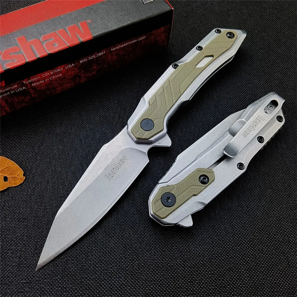 

Kershaw 1369 Salvage Flipper Knife 2.9" Stonewashed Clip Point Blade Stainless Steel Handles Tactical Hunting Survival Knives