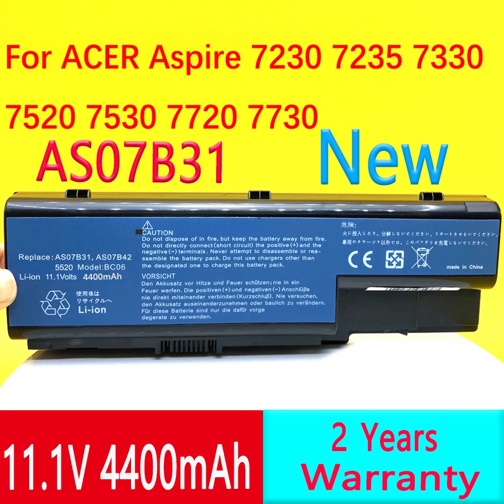 

Новый аккумулятор AS07B31 для ноутбука Acer AS07B31 AS07B32 AS07B41 AS07B42 AS07B52 AS07B71 AS07B72 AS07B31 AS07B51 AS07B611.1V 4400 мАч