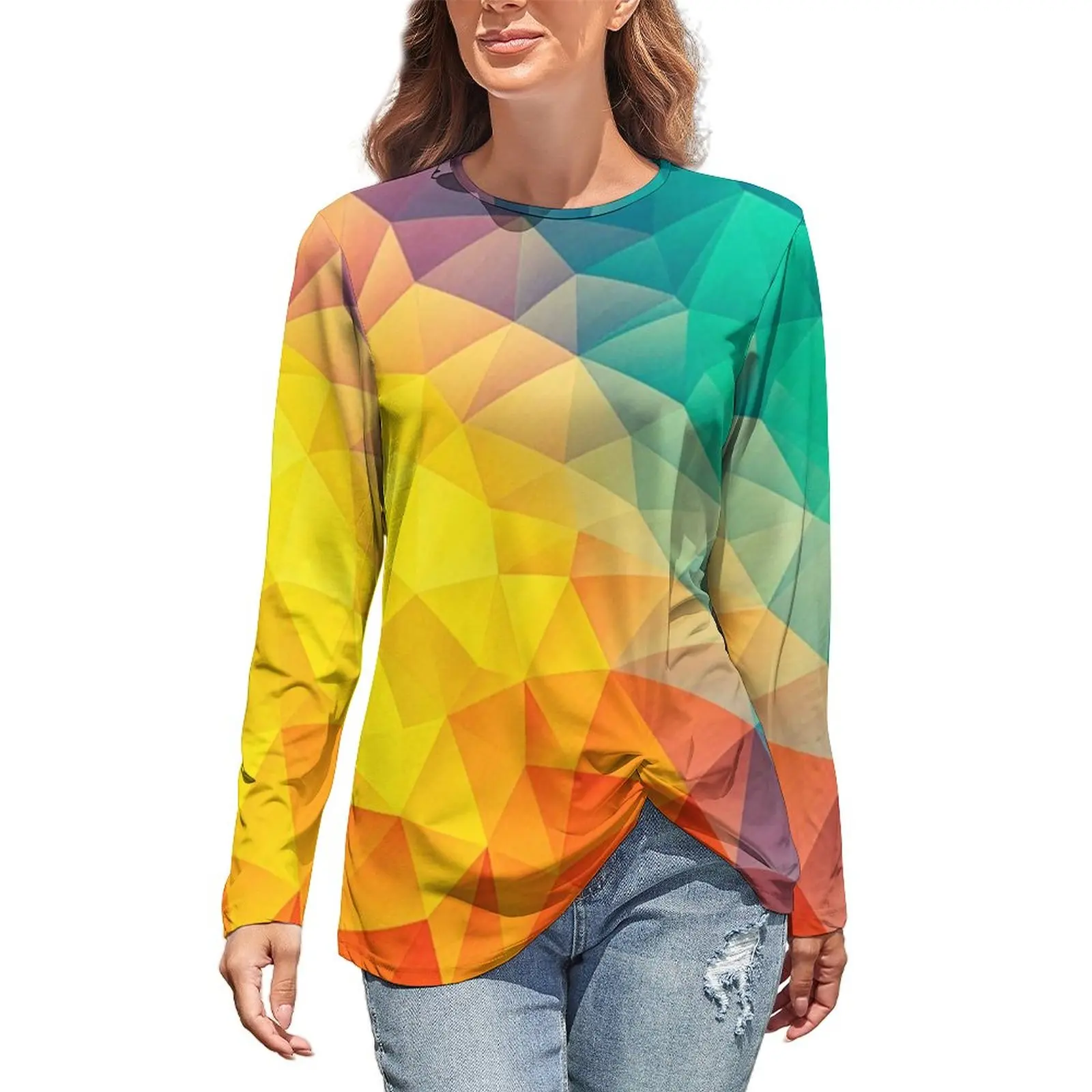 

Радужная футболка, акварельный пуловер, Женская милая футболка, пляжные топы с принтом, рубашки