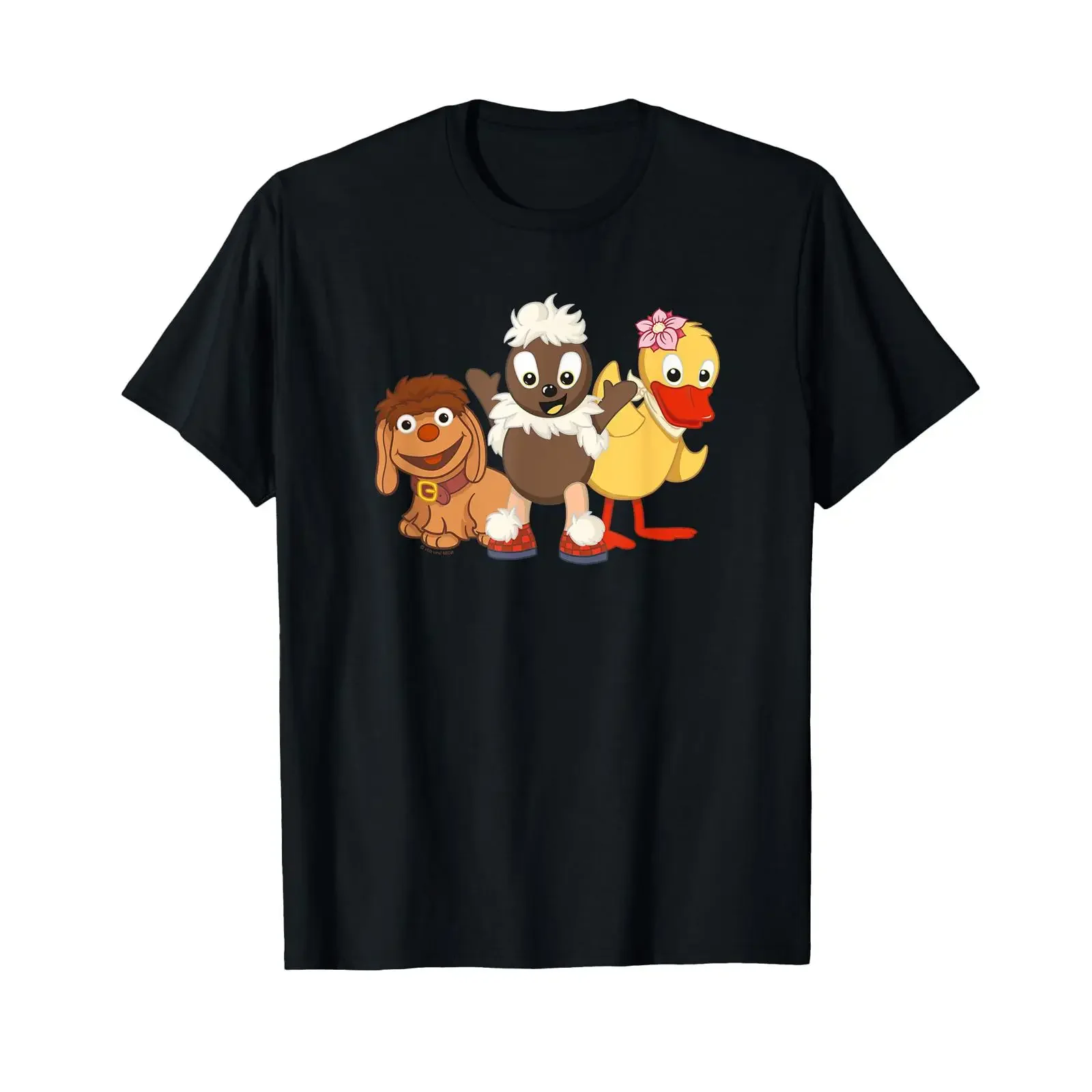 Фото Футболка Pittiplatsch Schnatterinchen and Moppi THREE Friends в винтажном стиле с графическим принтом, модная, для повседневной носки, уличная одежда №1
