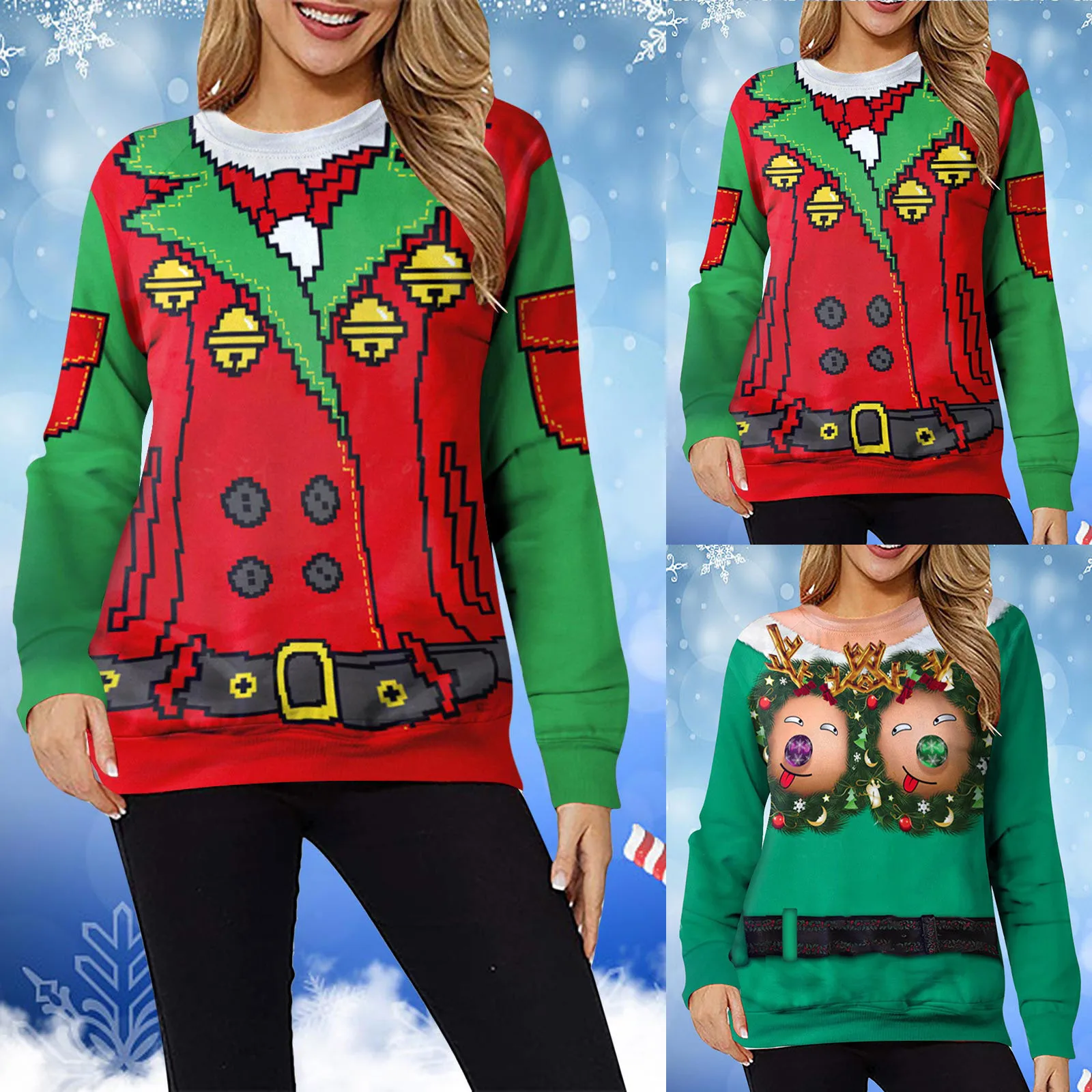 

Female Oversized Hoodie Women Pullover Wacky Printing Fashion Long-Sleeves Round Neck Top Sweatshirt Hoodie Dresses for Women